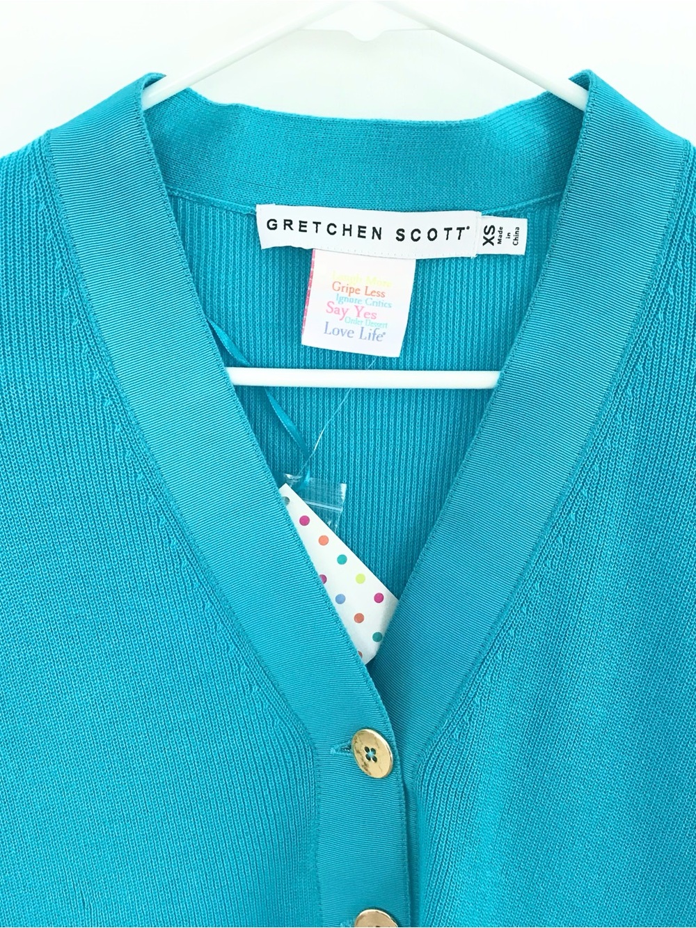Gretchen Scott Designs Grosgrain Heaven Hi-Lo Turqoise Cardigan, SzXS, NWT - Picture 4 of 8